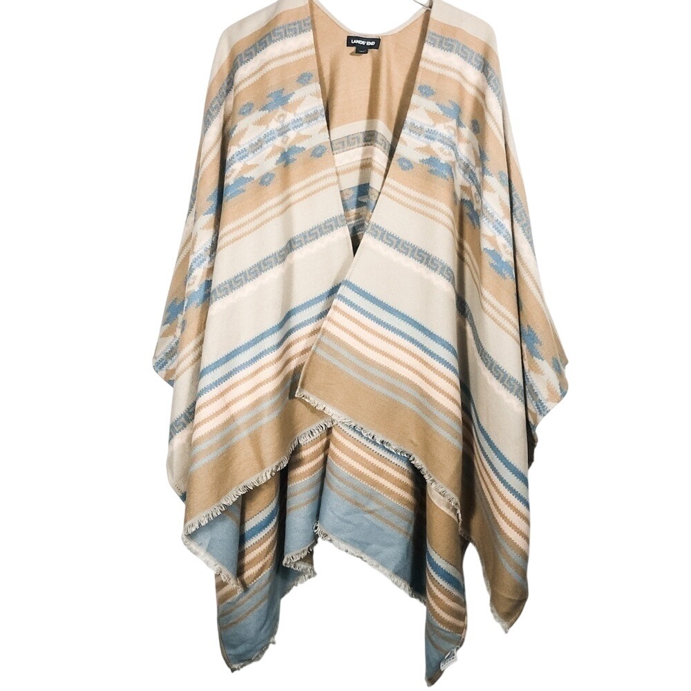 Lands' End Southwest Boho Tan Open Shawl Wrap